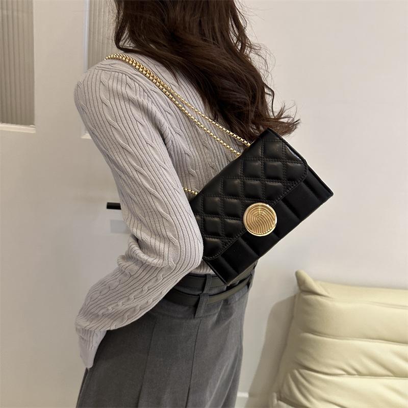 New Small Fragrance Style Bag for Women Fashion Trendy Texture Diamond Chain Small Square Bag Simple Crossbody Bag