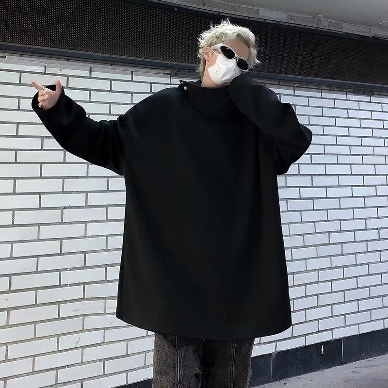 Stand-up Collar Niche Hooded Winter Sweater Men's High-end Sense Fashion Solid Color Pullover Loose Versatile Casual Top Trend