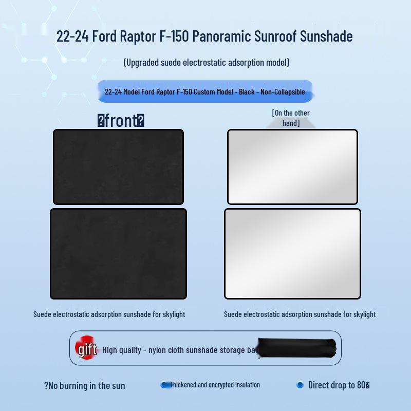 Ford 2022 Raptor F-150 Sunroof Sunshade – Heat Insulation & Privacy Protector