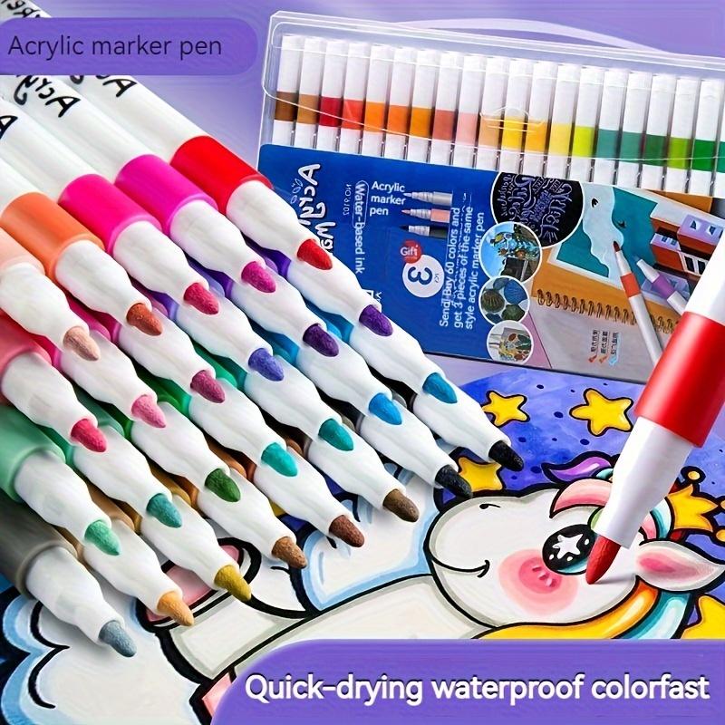 Lovely Quick Dry Acrylic Paint Pens Waterproof Fine Tip for DIY Art Canvas Wood Glass Drawing Crafting Ergonomic Design for Adults Stud
