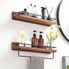 Solid Wood Bathroom Shower Stand Wall Mounted Dresser Storage Rack Black Towel Rack Shelf Bathroom Shelf Bath Shampoo Holder