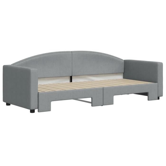 VidaXL Lit de jour avec lit gigogne gris clair 80x200 cm tissu 3197183