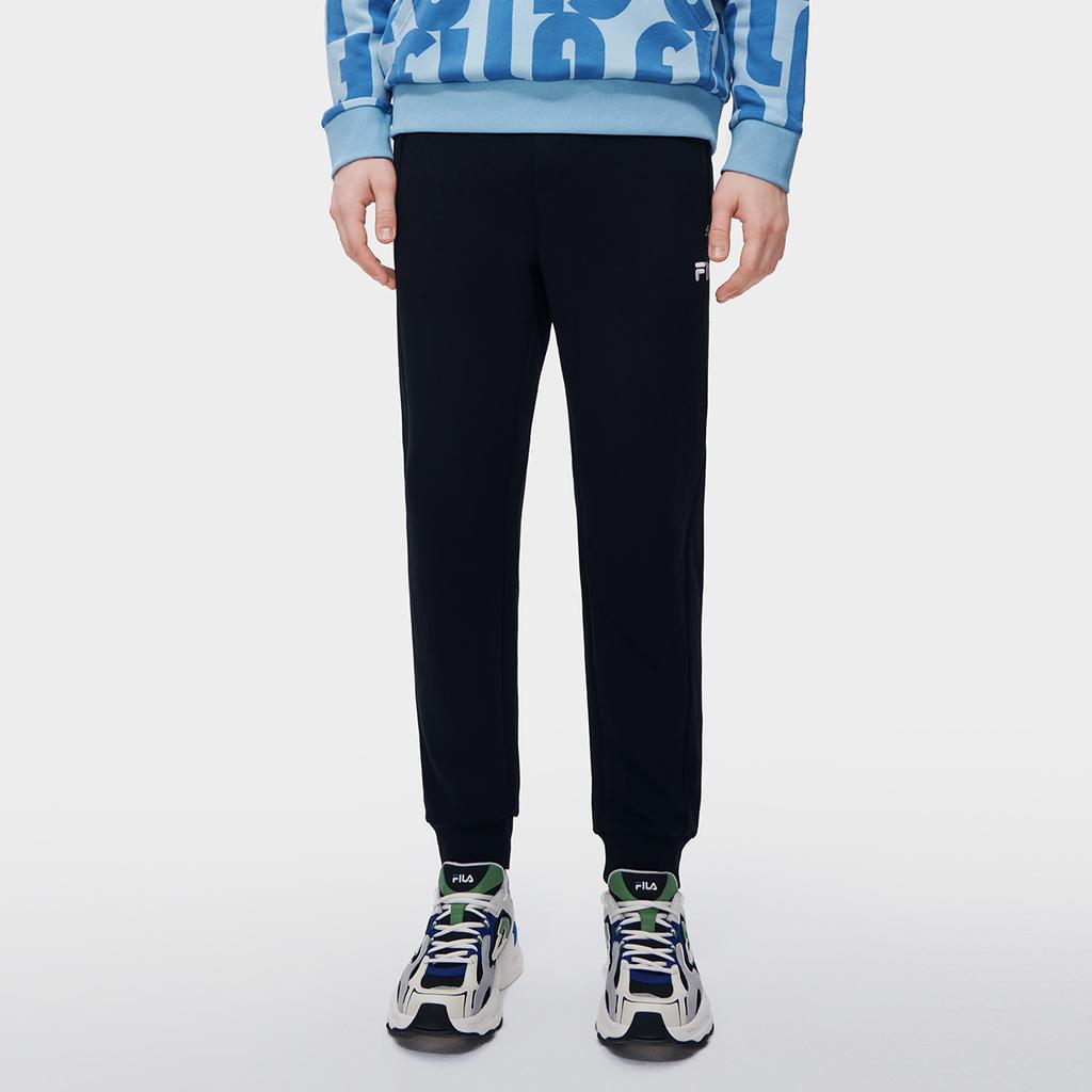 FILA Letter Logo Print Elastic Cuff Casual Pants Men bottoms Black F11M319603F-BK