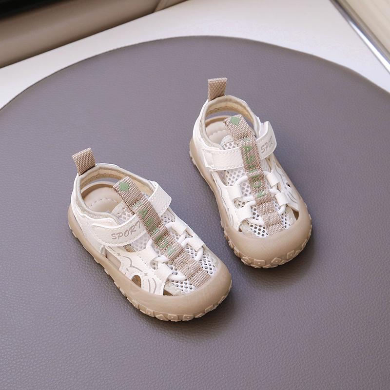 

Kids Sandals Hollowed-out Mesh Breathable Boys Girls Casual Shoes Toes Capped 2025 Summer New Children Sports Sandals Hook&loop 21 хаки