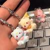 3pcs Fashion New Cartoon Small Cat Cute Keychain Phone Chain Resin Keyring Bag Pendant Couple Key Chains Gifts Women for Jewelry