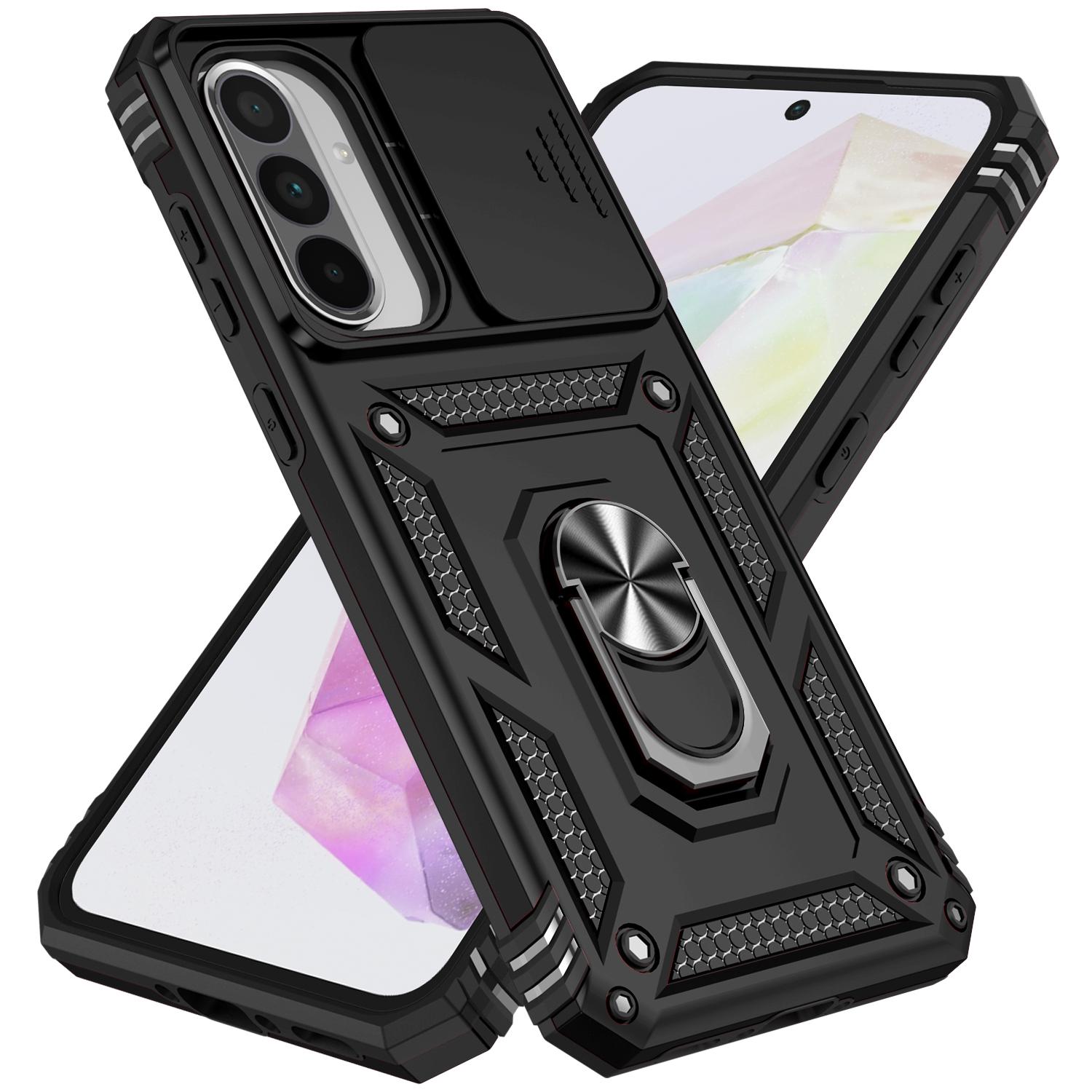 

For Samsung Galaxy A36 5G/A56 5G Case PC+TPU Phone Cover with Lens Protection Kickstand Gold
