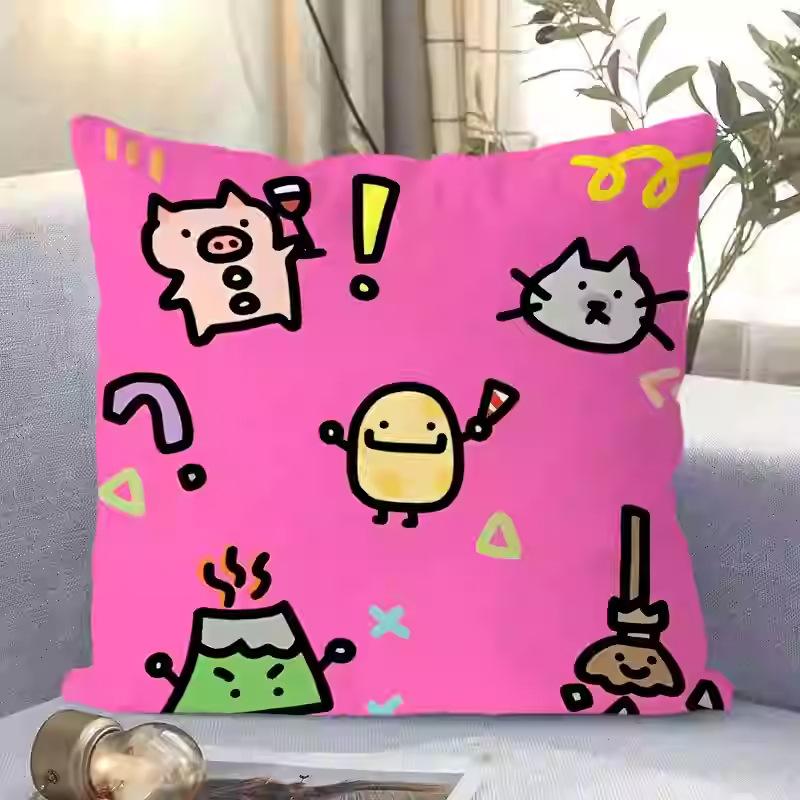 

Дофамин Милый Мультяшный Простой Диван Гостиная Замшевая Наволочка Подушка Подушка Съемная и Моющаяся Спальня linen-45x45cm double-sided [without pillow core]