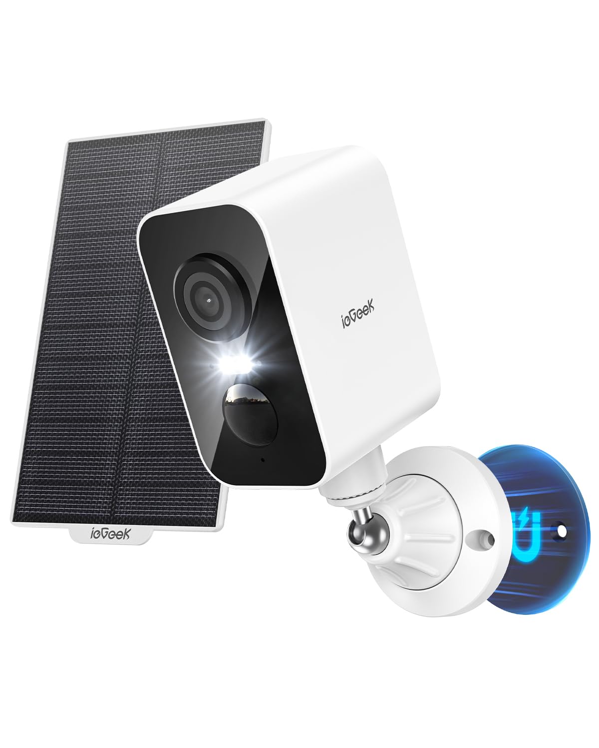 

ieGeek Outdoor Solar Security Camera with Powerful Magnetic and No Drilling Nighttime Color PIR Human Outdoor Surveillance Completely No Power Supply білий