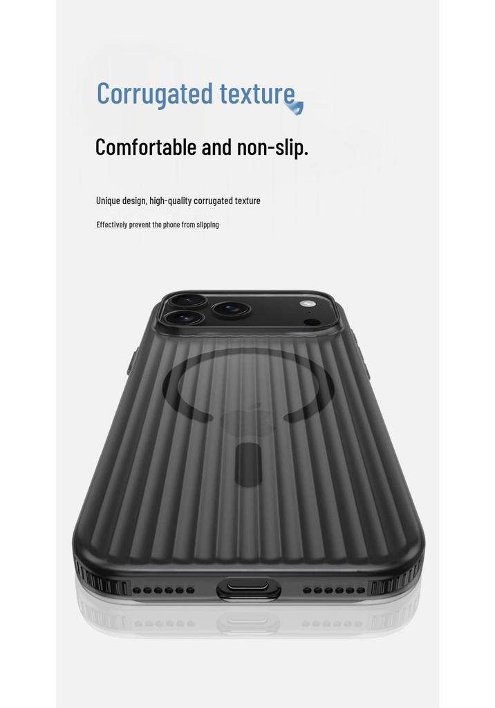 Corrugated Non-Slip Magnetic Case: Semi-Transparent Frosted Protective Cover for iPhone 17, iPhone 16.