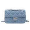 2024 Women's Small Textured Denim Crossbody Bag with Diamond Chain