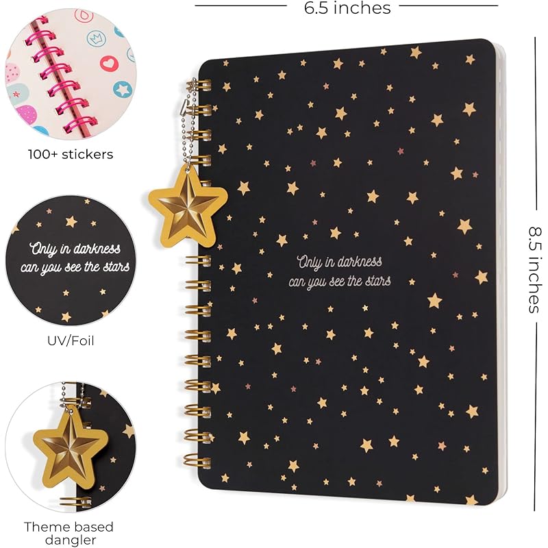 

DOODLE Twinkling Stars B5 Wiro Hard Bound Notebook I Paper Dangler I 80 GSM I 160 Ruled Pages B5