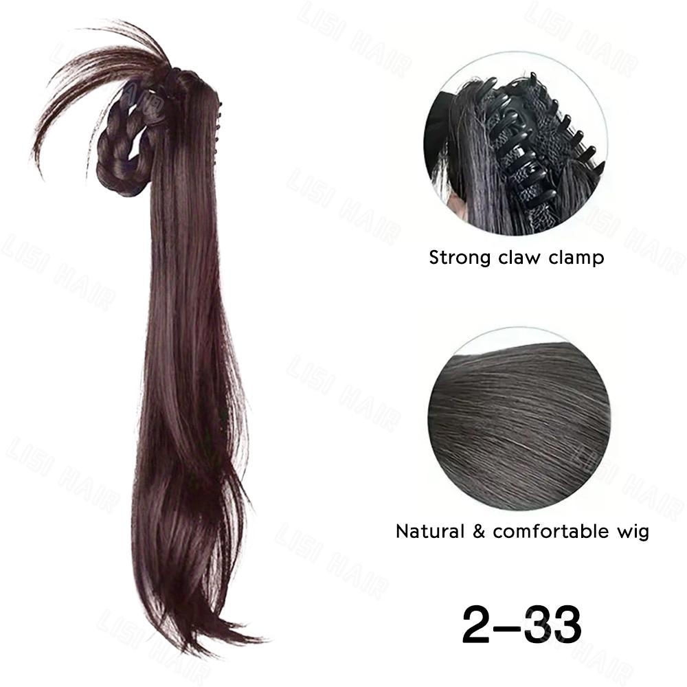 MISSQUEEN Synthetic Long Claw With Braided Ponytail Extensions Wavy Wig Accessories For Women Daily Use Hair