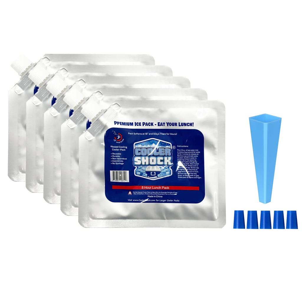 COOLER SHOCK Ice Packs Colder Than Ice Perfect for Outdoor and Emergency Preparedness (Small, 5-Pack) - Long-Lasting, Powerful, (-7.8°C), Reusable,