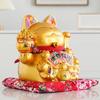 Ceramic Waving Fortune Cat Figurine for Home and Shop Decor
