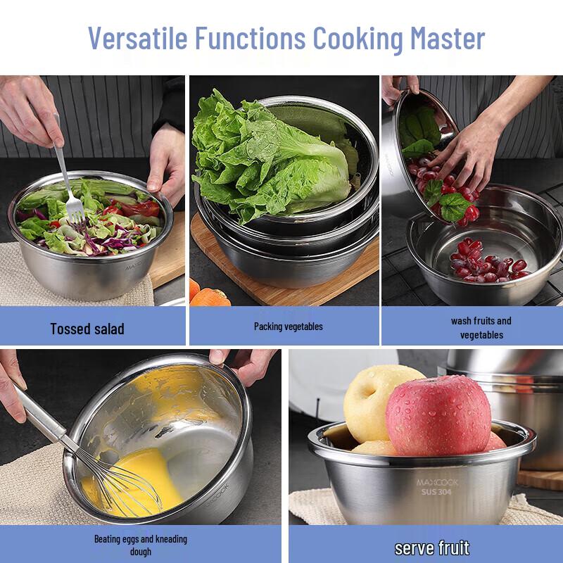 Meichu 304 Edelstahl Rühr- & Vorbereitungsschüssel Set