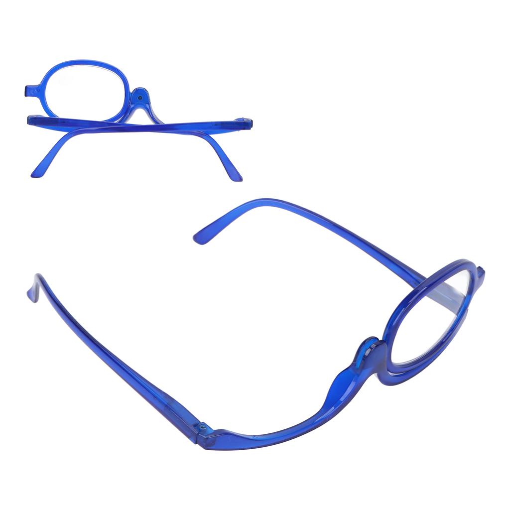 Vergrößerungs-Make-up-Brille, professionell, tragbar, für Damen, modisch, herunterklappbar, Kosmetikbrille, Blau(+3,50 )