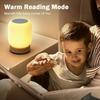 Wood Grain Base Touch Night Light 3 Color Temperatures RGB Color Change Portable Table Lamp Eye Protection Non-slip Bottom