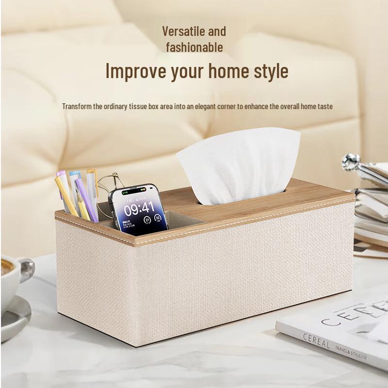 Luxury Leather Desktop Tissue & Multi-Storage Box