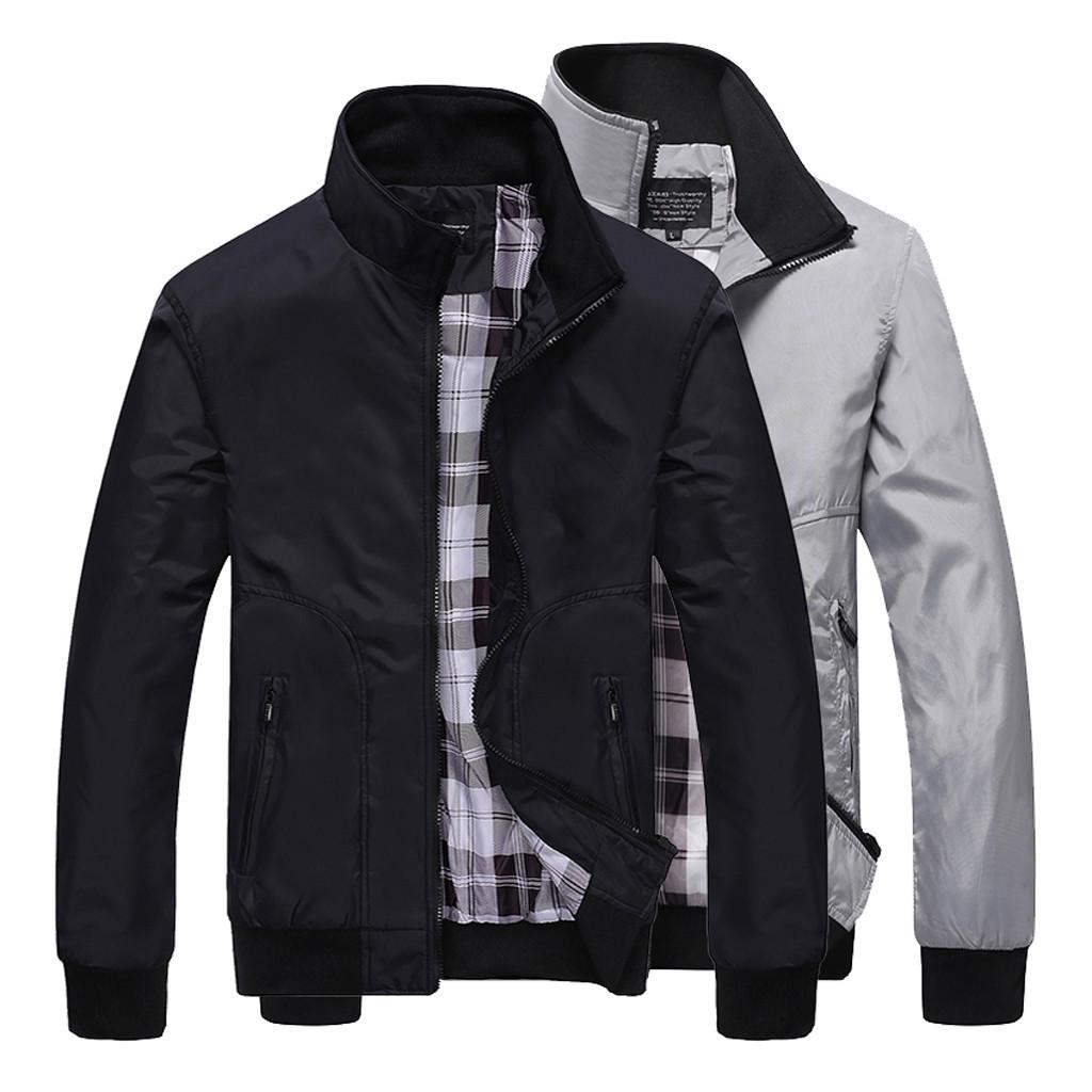 Men's  Casual Fashion  Color Patchwork Jacket Zipper Outwear Coat