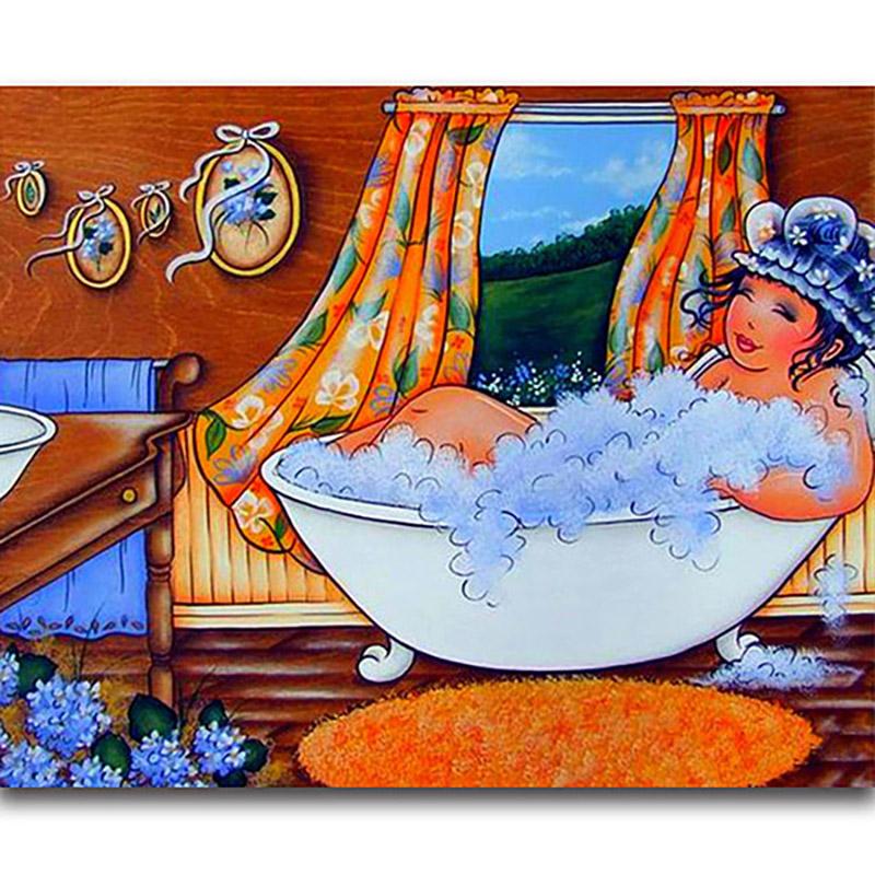 Full Round Diamond 5D DIY Sexy Women Diamond Painting Cartoon Fat Lady Diamond Embroidery Cross Stitch Mosaic Home Decor