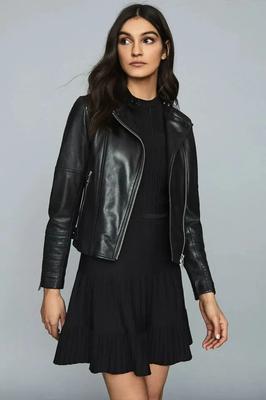 New Genuine Lambskin Leather Jacket Women's Black Handmade Stylish Biker Motorcycle