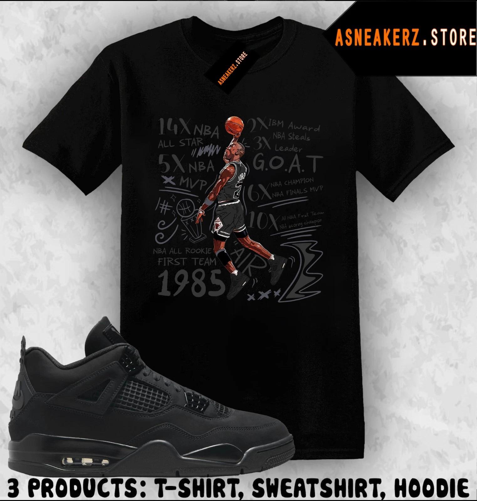 Shirt To Match AJ 4 Black Cat 2025 Sneaker Matching Tee MJ 23 Accolades T-Shirt S