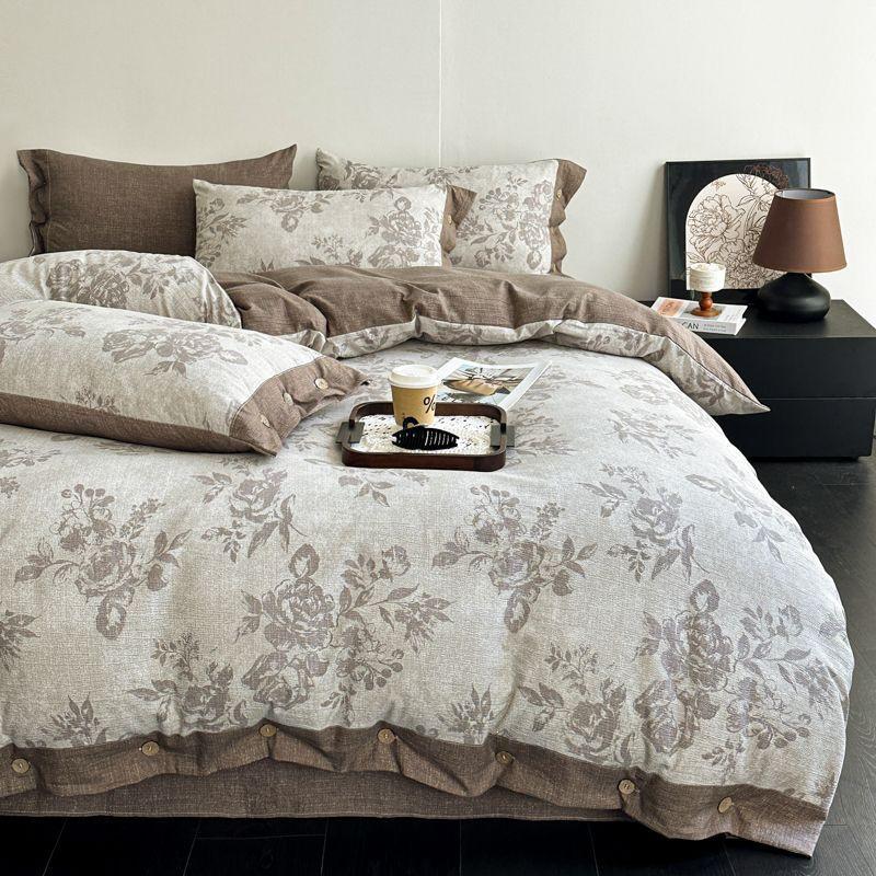 Retro Linen Double Layer Gauze Bedding Set - Light Luxury Duvet Cover and Bed Sheet