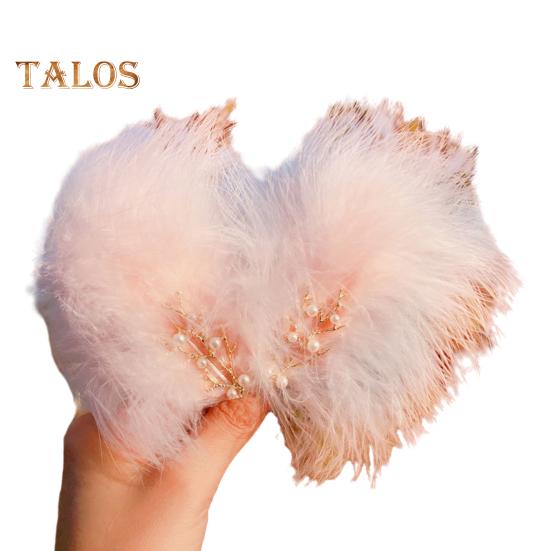 1 Paar Haarspangen für Damen, Federdekor, Kunstperlen, dekorative Haarnadeln im japanischen Stil, Haarschmuck für den Alltag