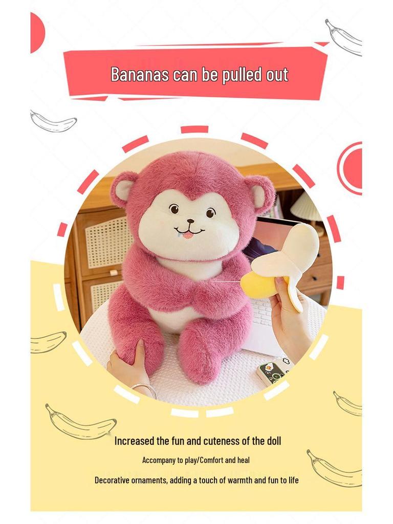 Plush Retractable Banana Monkey Toy - Children's Favorite Rag Doll Gift