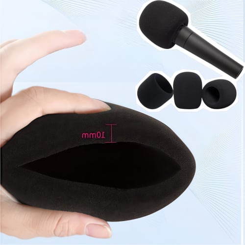 AkNebriax 10-Piece Black Microphone Sponge Windscreen Cover, High-Density Thick Sponge, Dustproof and Reusable, Replacement Microphone Sponge, Noise-C