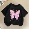 Beautiful Butterfly Print T Shirts For Girls Summer Children Casual Cute Colorful Tops Kids Comfortable Oneck Short Sleeve Tees