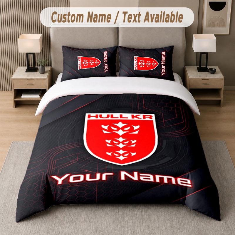 Custom Bedding Set Hull KR Pattern, Print Name Text 1 Duvet Cover Plus 2 Pillowcases Home Textile