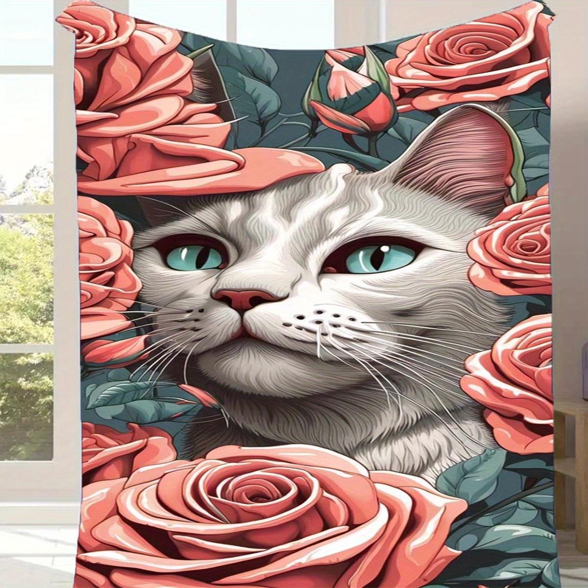 

1 шт. Милое Белое Кошачье Одеяло, Одеяло в Современном Стиле, Мягкое и Уютное Одеяло, Дорожное Одеяло для Дивана/Кровати, Декор для Офиса и Дома 130cmx150cm