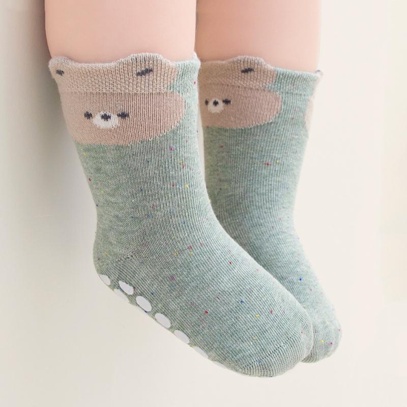 New Cotton Socks For Girls Rainbow Dot Short Style Anti-Slip Cartoon Children's Sock Boys Soft Infant Baby Socken High Quality