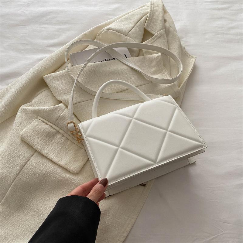 Rhombus Temperament Simple Fashion Handbag 2025 Spring New Versatile Ins Solid Color Messenger Bag Small Square Bag Women