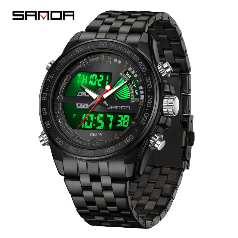 Sanda Multifunctional Men s Luminous Waterproof Fashion Alarm Wristwatch