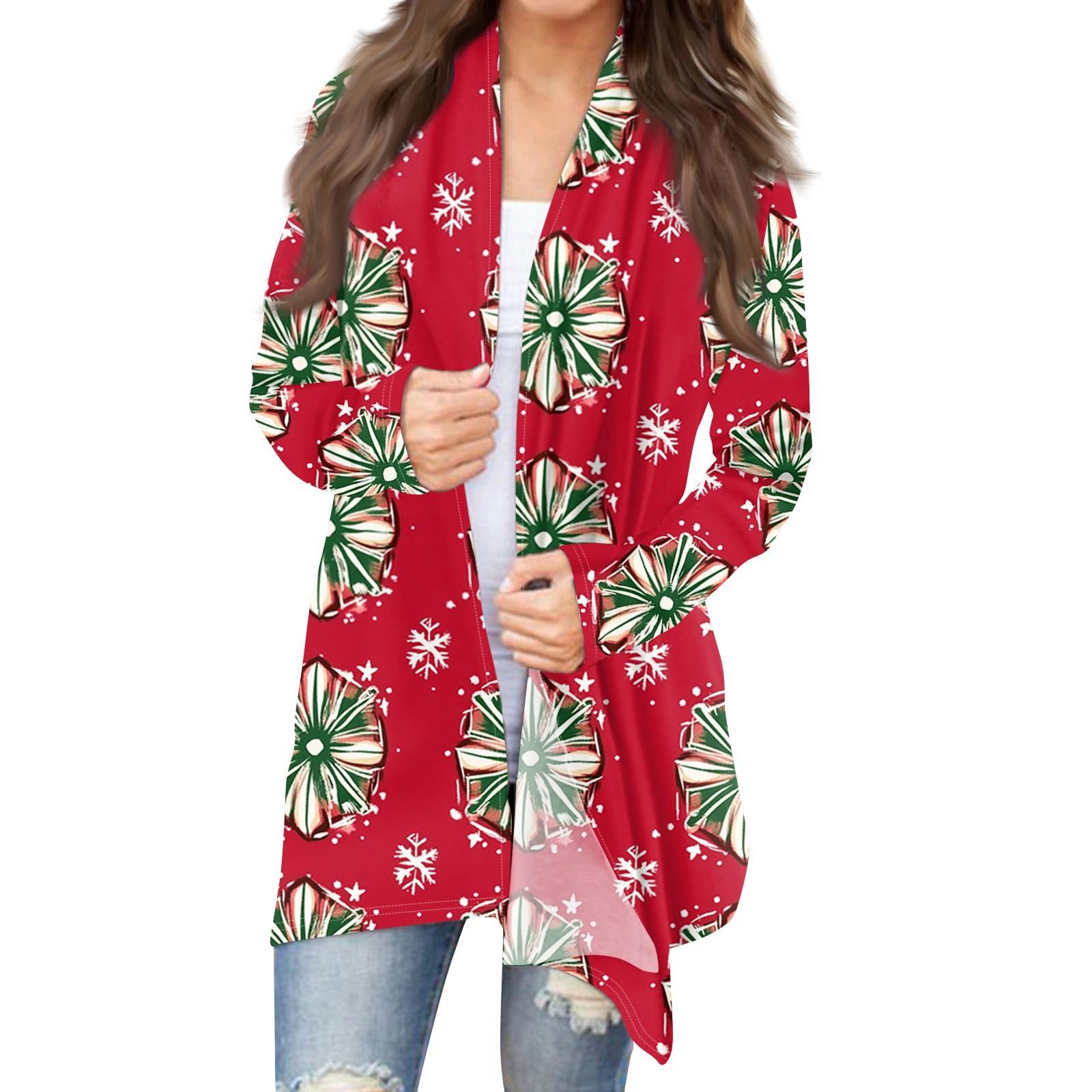 Женская модная рождественская куртка с принтом — фото 11