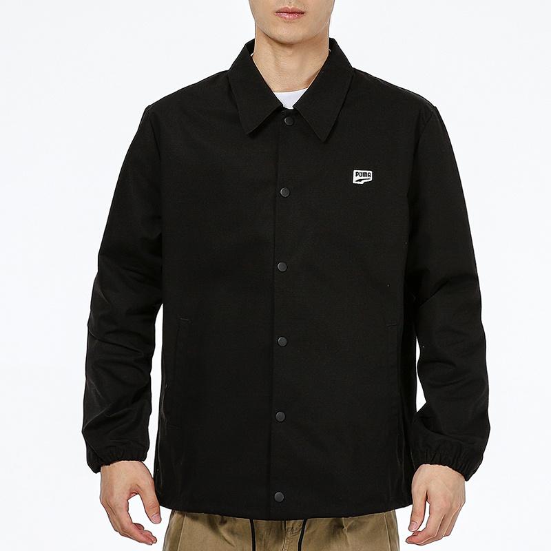 PUMA Embroidered Small Label Solid Color Logo Sports Woven Jacket Black Men's 532172-01