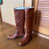 Used Fin Women's Long Boots Brown Genuine Leather 25cm