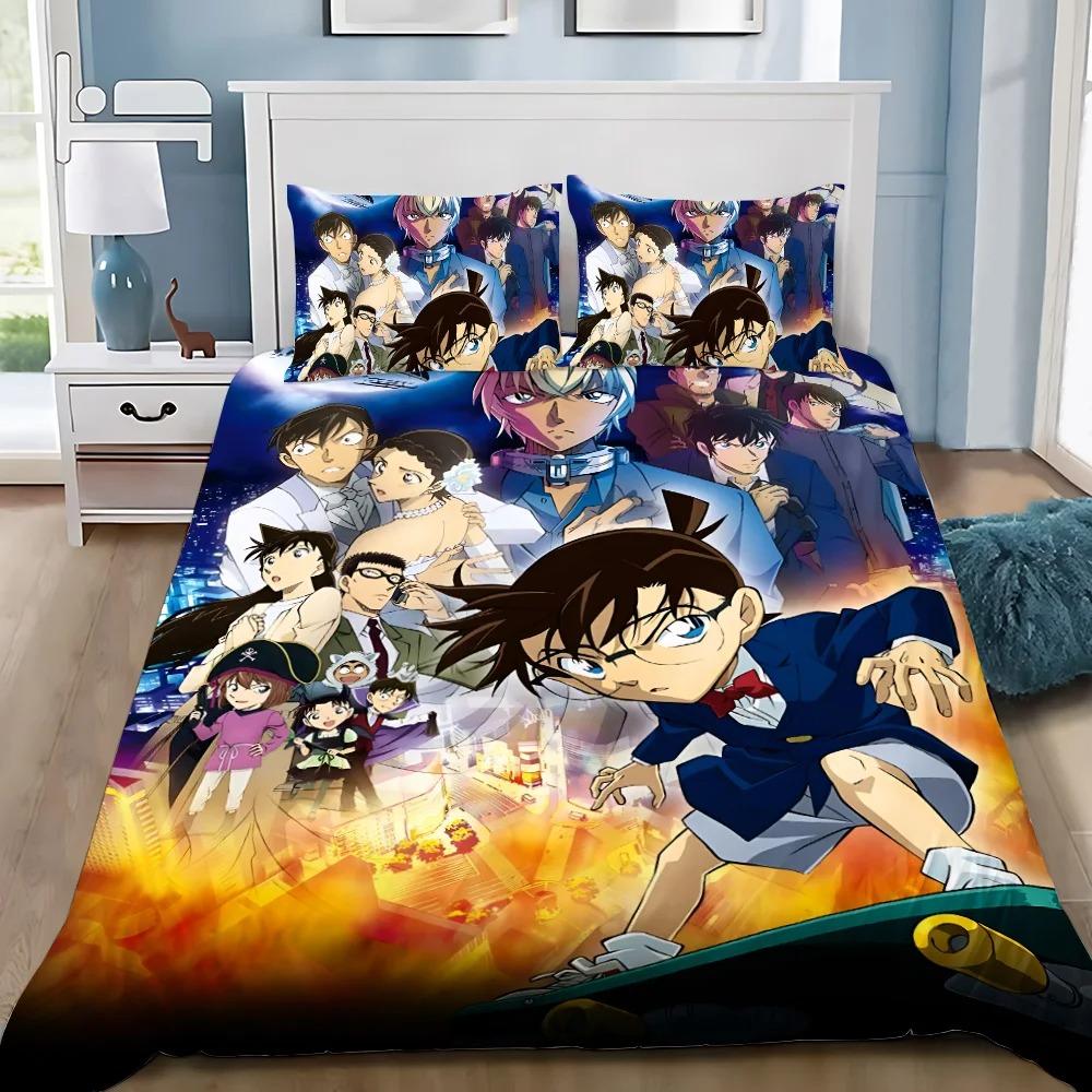 Anime Duvet Cover Pillowcase D-Detective C-Conan Bedding Set Adult Boy Girl Bedroom Decoration Children Single Double Large Size