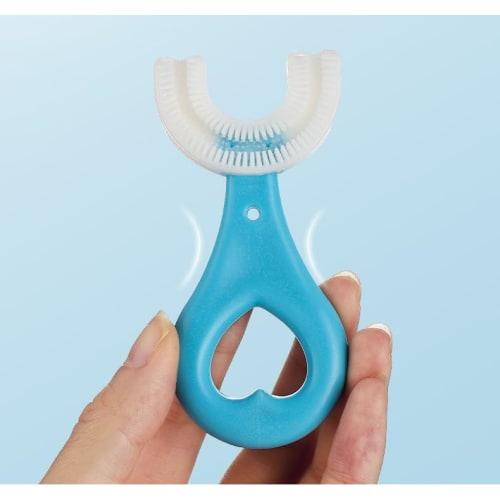 Two-Piece U-Shaped Toothbrush Set In Two Colors, Manual Toddler Toothbrush for Kids Ages 2-12, 360× Oval Cleaning, Soft Silica Gel Brush Head, Portabl