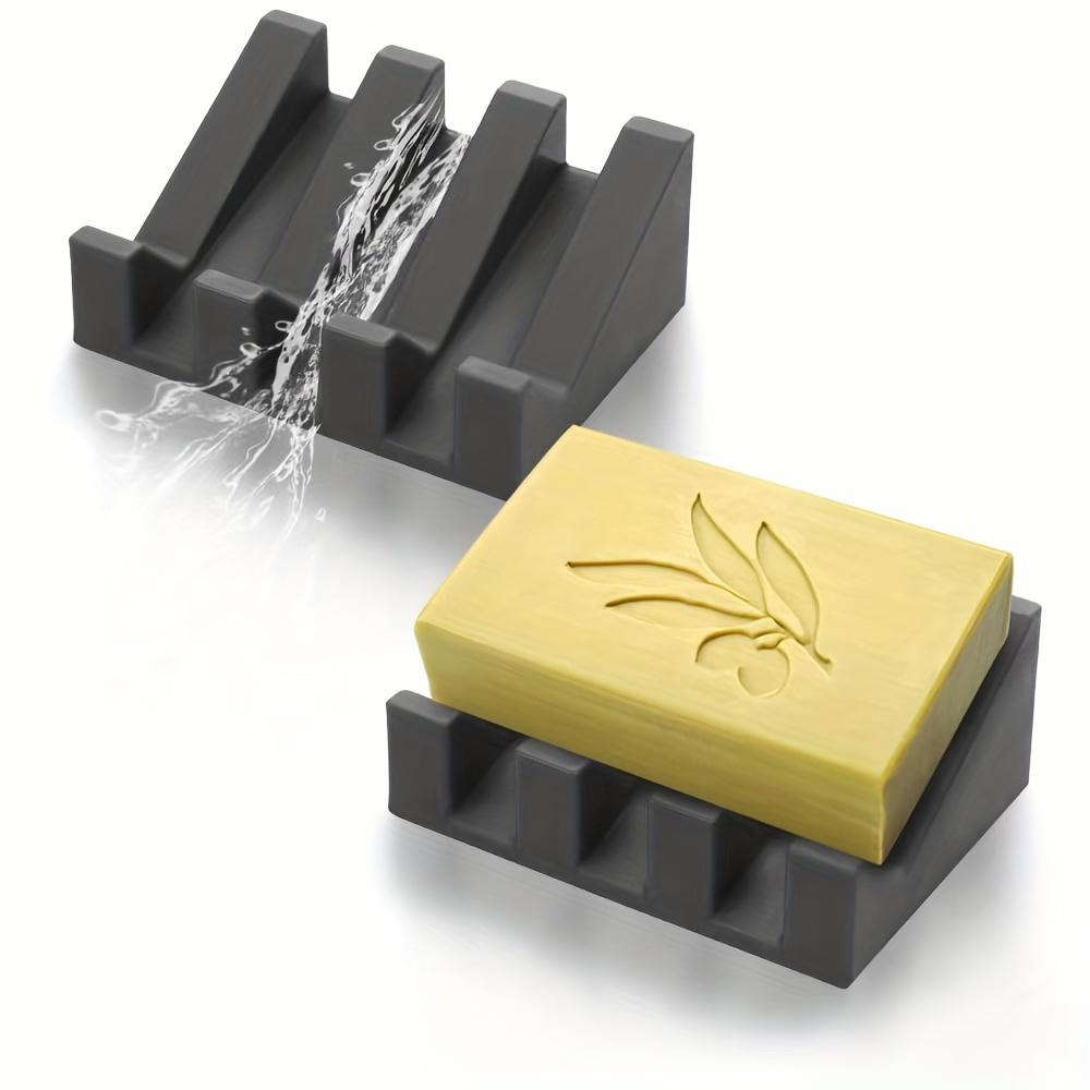 1pc Soap Dish Silicone Drain Tray Bathroom Storage Holder, Silicone Soap Tray