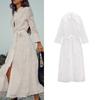 Za Spring/Summer New Arrival White Shirt Skirt Long French Style with Belt Embroider Midi Skirt Dress 2895994