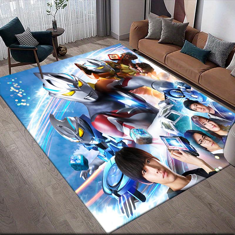 Ultraman Battle Scene Artwork Square Area Rug, Non-Slip Floor Mat for Living Room, Perfect Gift for Ultraman Fans.chl