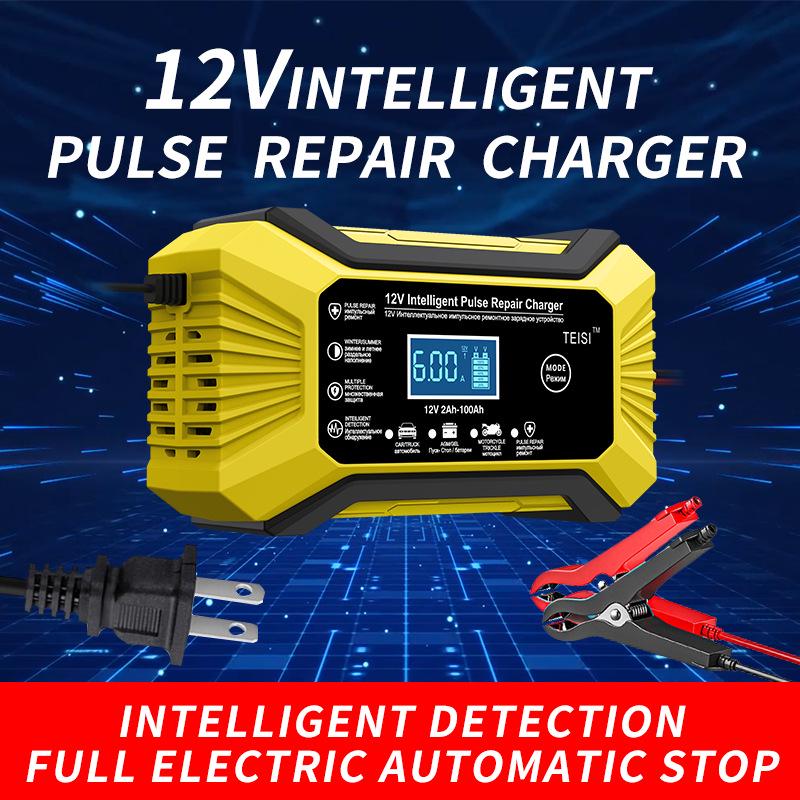 12V Smart Pulse Repair Battery Charger for Motorcycle, Yacht, and Car Lead-Acid Batteries