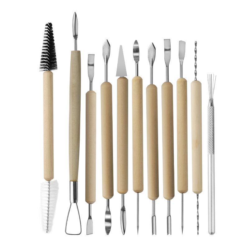 Handmade Soft Clay Carving Tool Set with Wooden Handles
