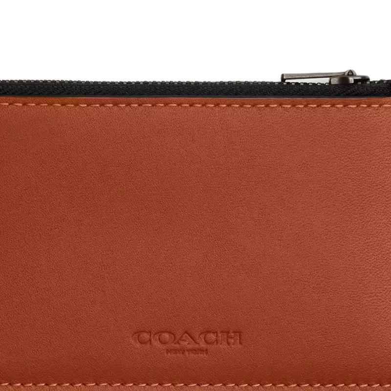Coach Card Case Ogo Classic Smooth Grained Leather Card Case Mini Men's Brown Brown