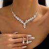 Popular Accessories Delicate Crystal Rhinestone Necklace Earrings Dress Two-Piece Set