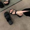 Small Thick Heel High Heel Sandals Women's Versatile Korean Version 2025 Summer New Fashion Waterproof Platform Platform Platform Platform Slippers 