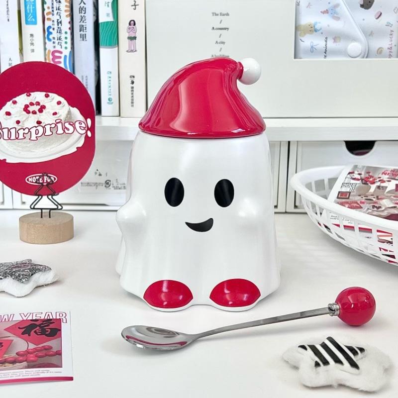 

New Year s gifts for boys and girls, cute ghost and ghost mugs, girlfriends souvenirs, high-value couple ceramic cups. 301-400ml